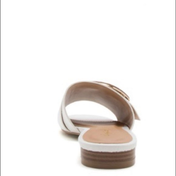 White Croc Slides with Tortoise Shell Buckle - Picture 4 of 8